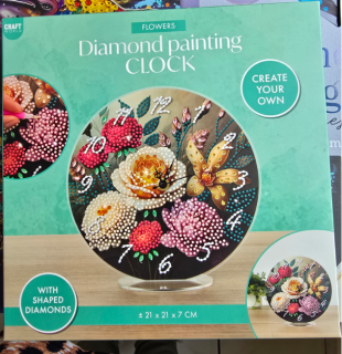 Diamond Painting Blumen Uhr